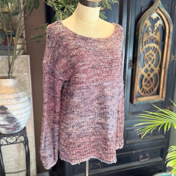 American Eagle soft oversized heathered mauve cozy sweater boat neck - Picture 11 of 14